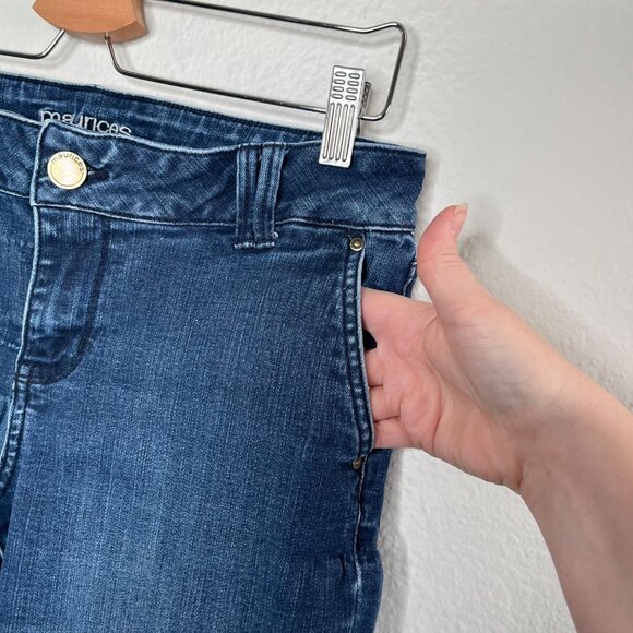 Maurices Womens Bootcut Midrise Dark Wash Blue Denim Jeans Size 8L - Picture 8 of 12
